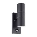 Eglo Wall Light Riga 5 Steel Anthracite Up & Down 2W 250lm - 830 Warm White | IP44 - Motion Sensor